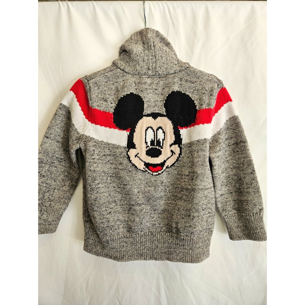 BabyGap Disney Mickey Mouse Full Zip Hooded Knit Sweater 18-24M Gray Striped